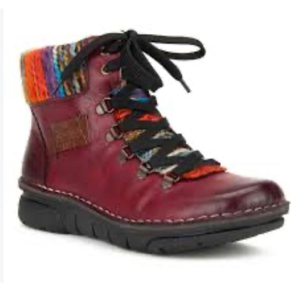 Rieker Antistress Womens Burgundy Leather Knit Collar Ankle Boots 39 Z7121-35